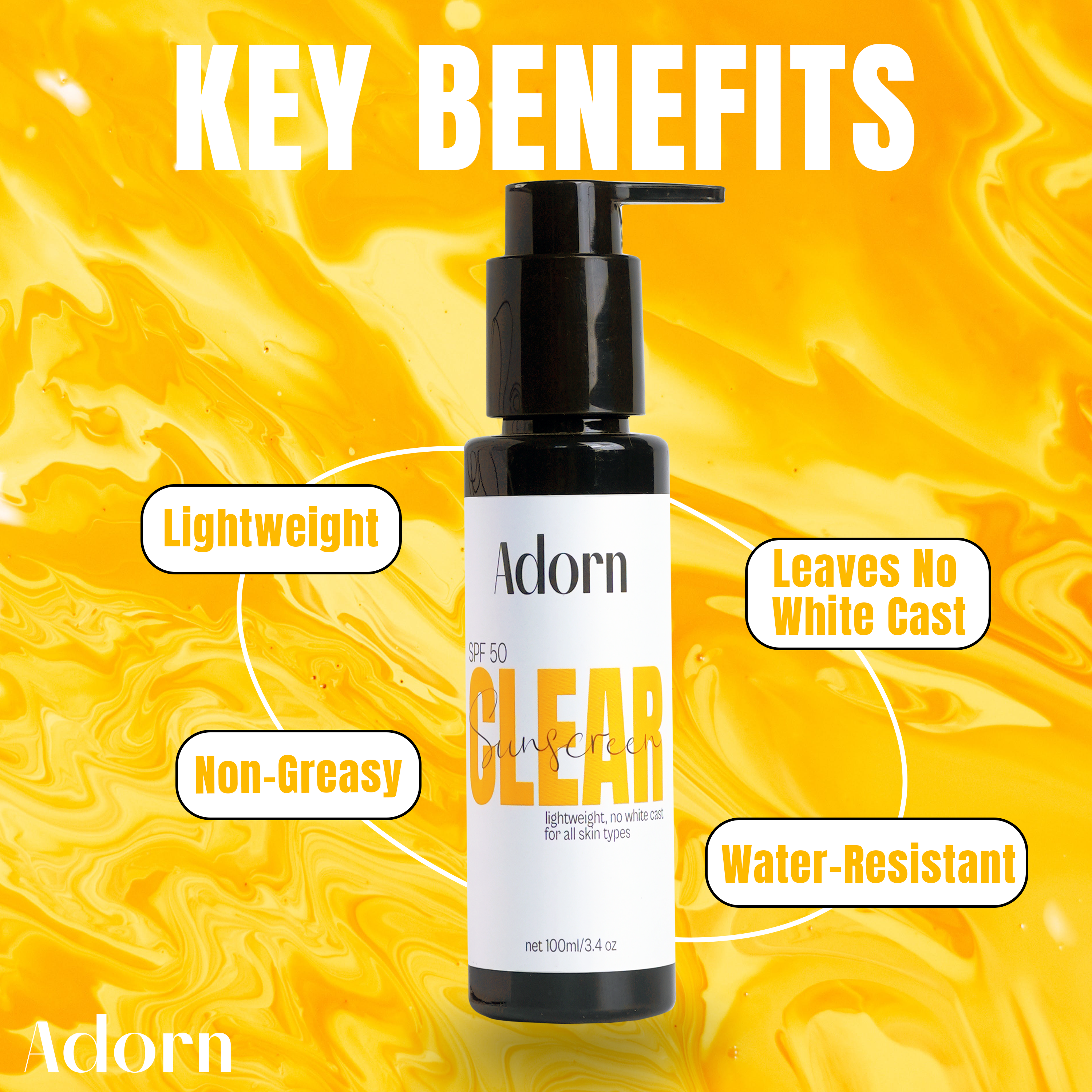 Adorn Clear Sunscreen SPF 50 100ml